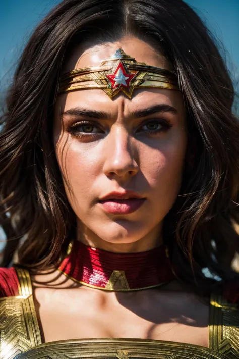 A stunning intricate full color up close portrait of cjp , wearing wonder woman outfit, epic character composition, by ilya kuvshinov, alessio albi, nina masic, sharp focus, natural lighting, subsurface scattering, f2, 35mm,<lora:CJPerry-RealVision-V1.0:1>