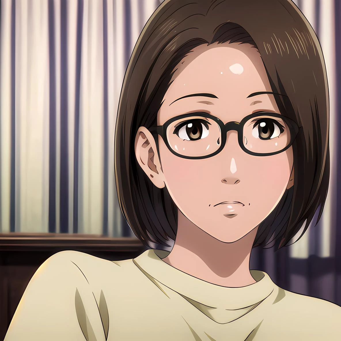 (masterpiece, best quality, intricate details, ultra details, ultra quality, highres, best shadow, best illumination, 4k)<lora:KasenTosu:0.7><lora:Eyes:0.6>, KasenTosu, small breasts, detailed face:1, brown eyes, glasses, city background, detailed background, warm lighting, colorful