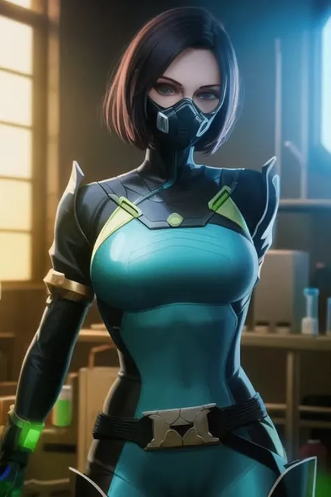 pixel-Viper-Mask mixing chemicals in a laboratory, lab, poison, bodysuit, masterpiece, photorealistic, realistic, (RAW photo, 8k uhd, film grain), caustics, subsurface scattering, dynamic shot, <hypernet:myhands_22k:0.75> <lora:viper-LoRA:0.75>