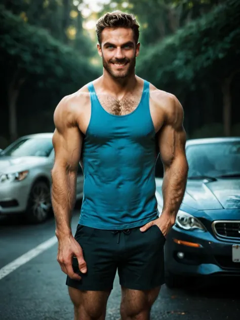 score_9, score_8_up,score_7_up, score_6_up, score_5_up, score_4_up, hyperrealistic, Sercan, riding on a giant squirrel, smirking facial expression, hairy body, dark-blue-eyes, muscular legs, muscular arms, dark-green-eyes, hairy, sunny day, wearing masculine Batman tank top, athletic shorts, masterpiece, best quality, gas station, drivers filling up their cars or waiting in line to pay,,
<lora:TrSerkan-Sercan-Pony:0.8>