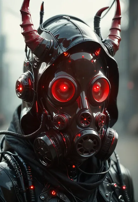 score_9, score_8_up, score_7_up, red eyes, jacket, upper body, horns, shiny, hood, blurry, mask, glowing, helmet, science fiction, shiny clothes, cable, leather, gas mask, wire, tube
<lora:Gas_mask-000009:0.8>