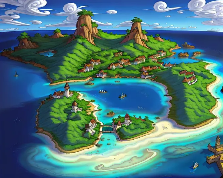 <lora:mi3:0.8> island with a town