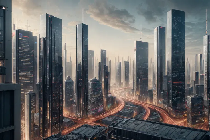 real, realistic, photorealistic, RAW photo,panoramic shot, 8k uhd, dslr, soft lighting, high quality, film grain, Fujifilm XT3, one shot, futuristic city, mist, <lora:DaVinciTech:0.4> <lora:AdsTech:0.4> <lora:add_detail:0.8> <lora:offset_0.2:0.6>
