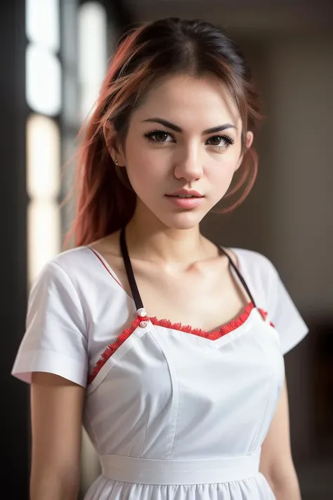 photo of (d3laia:0.99), a woman, (walking walking in a hospital), modelshoot style, (extremely detailed CG unity 8k wallpaper), photo of the most beautiful artwork in the world, professional majestic (photography by Steve McCurry), 8k uhd, dslr, soft lighting, high quality, film grain, Fujifilm XT3 sharp focus, f 5.6, High Detail, Sharp focus, dramatic, (wearing nurse dress), (looking at viewer:1.2), (detailed pupils:1.3), (natural light), (medium-long shot:1.2)