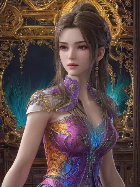 masterpiece, top quality, best quality, official art, beautiful and aesthetic:1, (1girl), full body,extreme detailed,(fractal art:0.5),colorful,highest detailed,moyou,realistic,Moderatechest, <lora:limuwan-000008:0.6>
