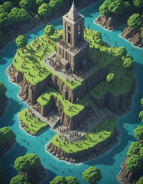 isometric island land on neon background, isometric invironment, 3d art, isometric art, high detail, artstation, concept art, behance, ray tracing, smooth, sharp focus, ethereal lighting, mystic stone circle, standing stones, mysterious energy, moonlit rituals, celestial alignments, <lora:crowd_notrigger:1.0>
