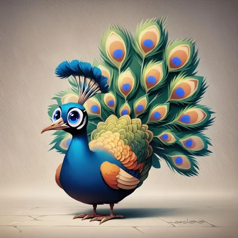 score_9, score_8_up, score_7_up, <lora:PeacockPonyXL:1>, peacock, feral, tail feathers, detailed background, spread tail feathers, source_cartoon, toony, big eyes