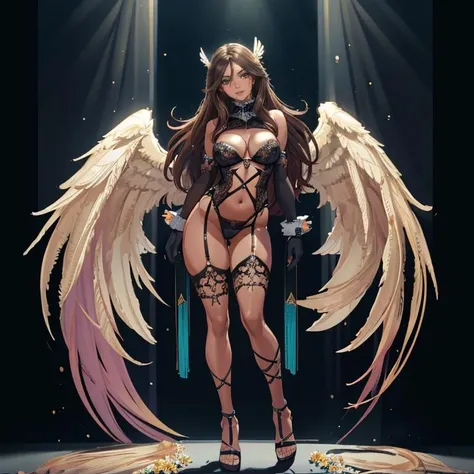 ((Masterpiece, best quality,edgQuality)),
edgVS, long hair, breasts, looking at viewer, smile, brown hair, gloves, navel, medium breasts, full body, elbow gloves, sandals, realistic, angel ,wearing edgVS lingerie,wings
<lora:edgVictoriaAngels:1>