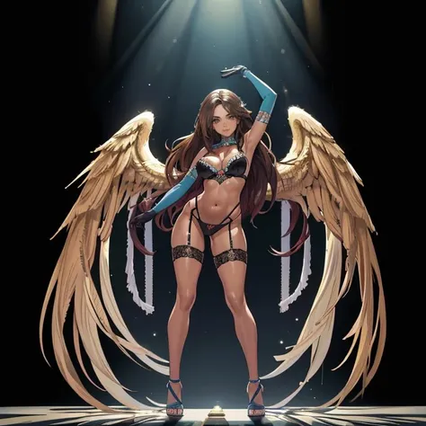 ((Masterpiece, best quality,edgQuality)),
edgVS, long hair, breasts, looking at viewer, smile, brown hair, gloves, navel, medium breasts, full body, elbow gloves, sandals, realistic, angel ,wearing edgVS lingerie,wings
<lora:edgVictoriaAngels:1>