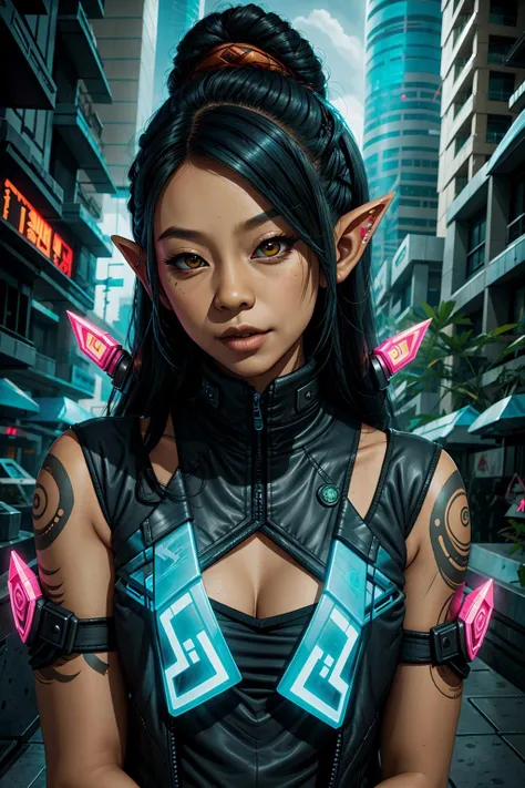 tiakilnora woman, elf, style of shadowrun <lora:tiakilnora:1> <lora:add_detail:0.5> <lora:realistic:0.5>