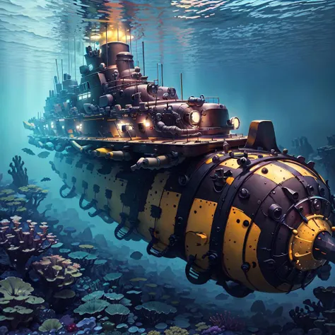 <lora:ConstructionyardAIV3:1> ConstructionyardAI submarine underwater