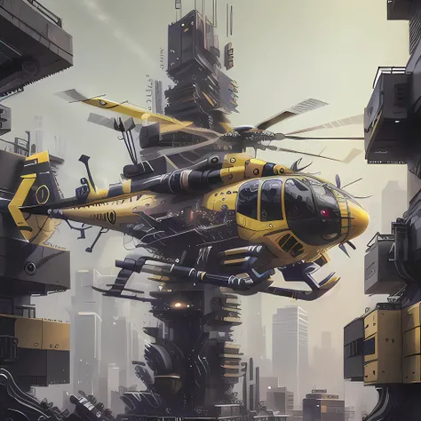 (best quality, highres, sharp focus), Masterpeice, 4K, 8K, Realistic, Ultra Realistic, High Quality, High Resolution, constructionyardai, Helicopter, futuristic, cyberpunk, <lora:ConstructionyardAIV3:1>
