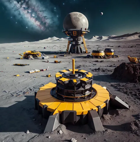 ConstructionyardAI, a base on the moon, the background is stars and planets,
<lora:ConstructionyardAIV3:0.7>