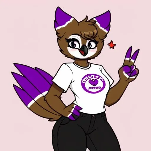 <lora:Larikane:0.7> owl, anthro, female, purple ears, sfw, wearing black bra, pink fingers