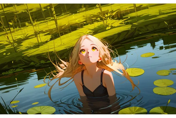 score_9, score_8_up, score_7_up, zPDXL2, <lora:Alkaloid_epoch_10:1>, alkaloid, 
1girl, cute face, detailed eyes, floating on top of a lake, looking up, reflections