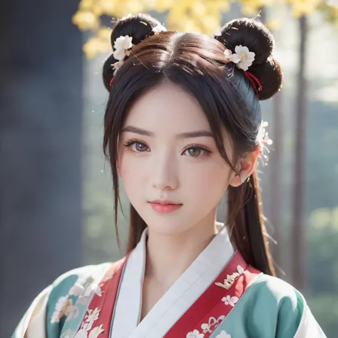 1 girl, bay area, asian, hanfu, looking at the viewer, upper body