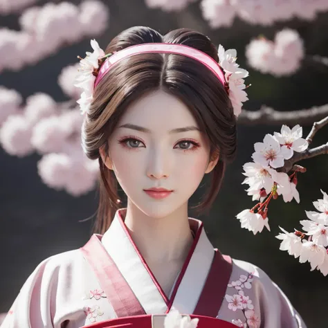 1 girl, cherry blossom, asian, hanfu, looking at the viewer, upper body