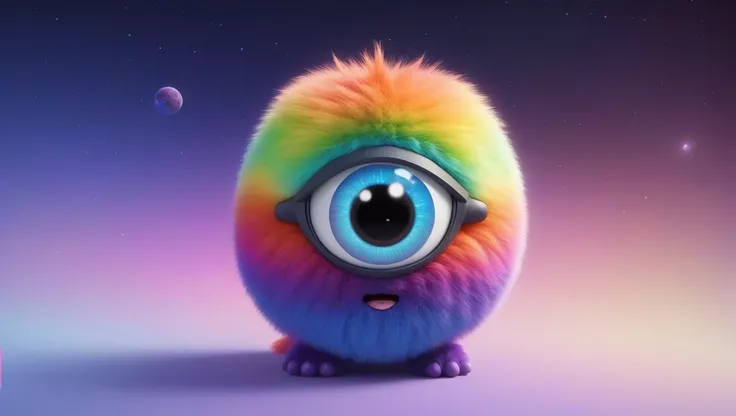 3d fluffy, cute and adorable, cute , Pixar render, cinematic smooth, intricate detail, cinematic, space, RGB rainbow colors, Creature, solar system, planets, space creature, fantasy, pet, enchanting, precious, loveable, funny, stars, nebula, bifrost, animal, (SpaceShip:1.4), dopy, goofy, (huge eyes:1.3), <lora:add-detail-xl:1>