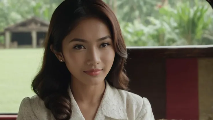 best quality, indonesian girl, beautiful, year 1945, age 30, (full torso and head in shot)