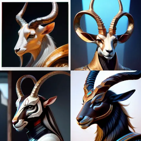 anthropomorphic enneacontagon head in edgy darkiron gazelle, intricate, elegant, highly detailed animal monster, digital painting, artstation, concept art, smooth, sharp focus, illustration, art by artgerm, dwayne barlowe, trending on artstation and greg rutkowski and alphonse mucha, 8 k