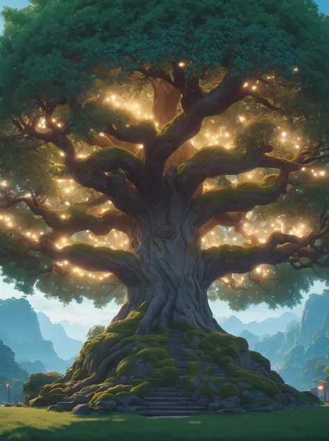 style-nebmagic,modelshoot style,(extremely detailed CG unity 8k wallpaper),full shot body photo of the most beautiful artwork in the world,a magical world tree at night,Yggadrasil World tree grows into style-nebmagic,professional majestic oil painting by Ed Blinkey,Atey Ghailan,Studio Ghibli,by Jeremy Mann,Greg Manchess,Antonio Moro,trending on ArtStation,trending on CGSociety,Intricate,High Detail,Sharp focus,dramatic,photorealistic painting art by midjourney and greg rutkowski,, best quality, masterpiece, highres, absurdres, incredibly absurdres, huge filesize, wallpaper, colorful,8K,RAW photo