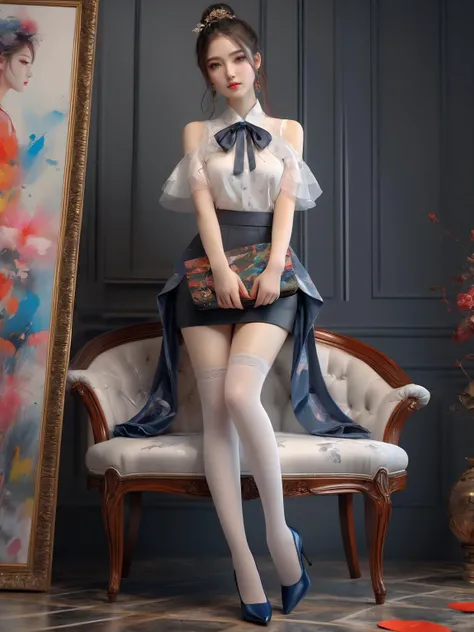 (masterpiece, top quality, best quality, official art, beautiful and aesthetic), (photorealistic, ultra realistic 8k CG), (ultra highres, highest detailed, extreme detailed, colorful),
(1girl),(exquisite face:1.2),(full_body:1.5),stand,highest detailed,(high_heels:0.6),(silk stockings:0.6),
(focus on), color Ink wash painting,
<lora:sdxL_offset:1>