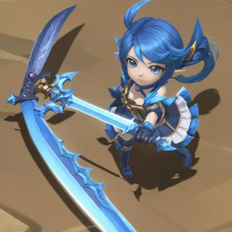 Roronoa Zoro, chibi one piece,Blue Costume、lapis lazuli blue awakening Unleash your true potential,lapis lazuli blue aura,lapis lazuli blue sword