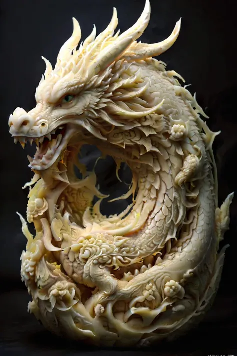 <lora:xiguadiaosdxllora:1>,Banana carving,<lora:DTStyle:0.8>,eastern dragon,