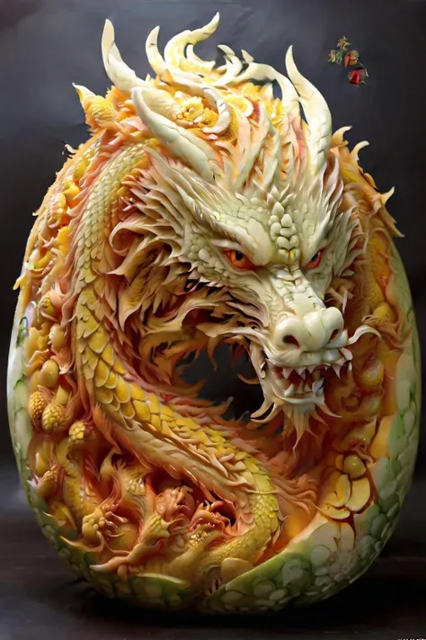 <lora:xiguadiaosdxllora:1>,Mango carving,<lora:DTStyle:0.8>,eastern dragon,