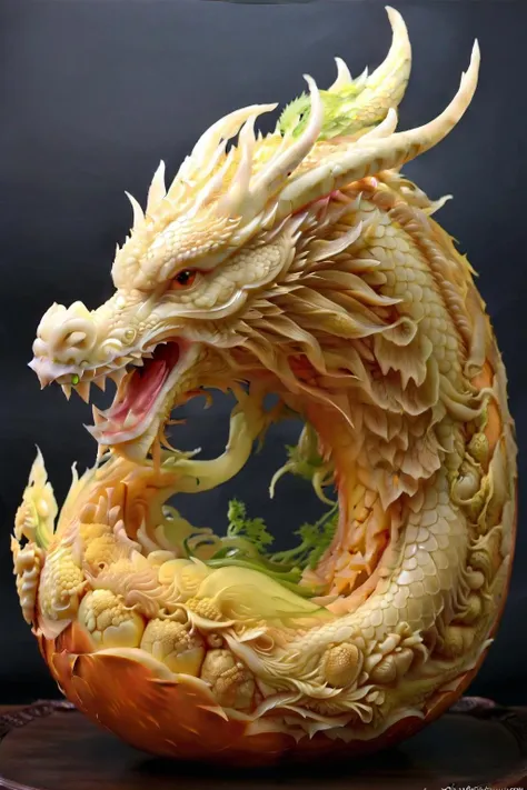 <lora:xiguadiaosdxllora:1>,Eggfruit carving,<lora:DTStyle:0.8>,eastern dragon,