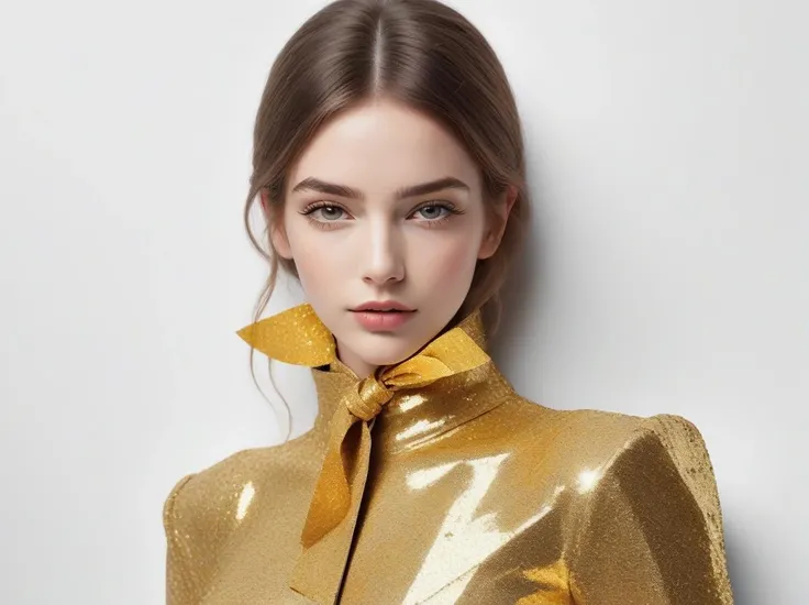 a girl with glitter tape, white backgrounds, in the style of gold leaf, stark black and white, collage-like, louis, i can't believe how beautiful this is, sharpen image, best quality, masterpiece, highres, absurdres, incredibly absurdres, huge filesize, wallpaper, colorful,8K,RAW photo