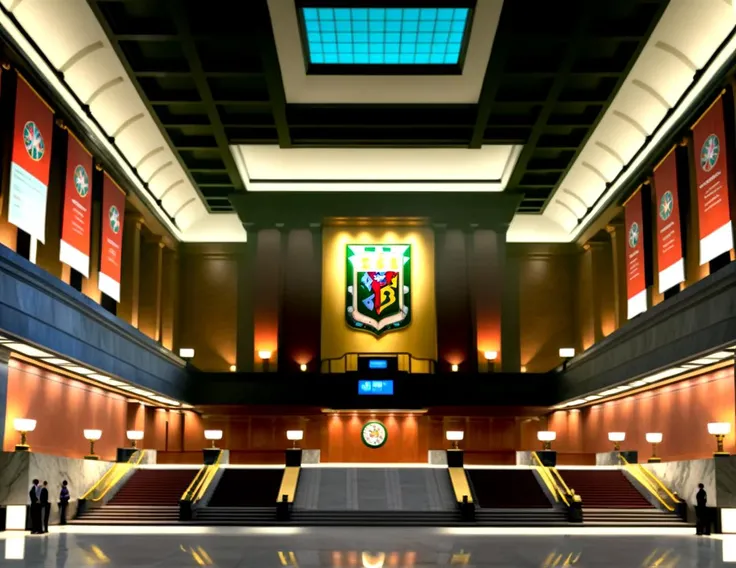 score_9, score_8_up, score_7_up,
<lora:Authoritarian_Interior_(Architecture)_(SDXL)_(AD):1> Authoritarian Interior, interior design, architecture, limestone, marble, wood, monumental architecture, speaking hall, public speaking area, university, lecture hall, coffered ceiling, public building, government building, floor to ceiling windows, large windows, skylight, lobby, hotel lobby, mall, train station lobby, subway station lobby, train platform, subway platform, central station, stadium, arena, theater,
8K, In'ei, chiaroscuro, volumetric lighting, perfect depth of field shot, 8K CGI render, beautiful, subsurface scattering, photographic realism, asymmetric viewpoint, off center perspective, art by Thomas Kinkade,
BREAK zPDXL, zPDXLxxx, <lora:wowifierXL:0.2> art by mooncryptowow <lora:sdxl_lightning_8step_lora:0.4> <lora:detailed_notrigger:0.5>
