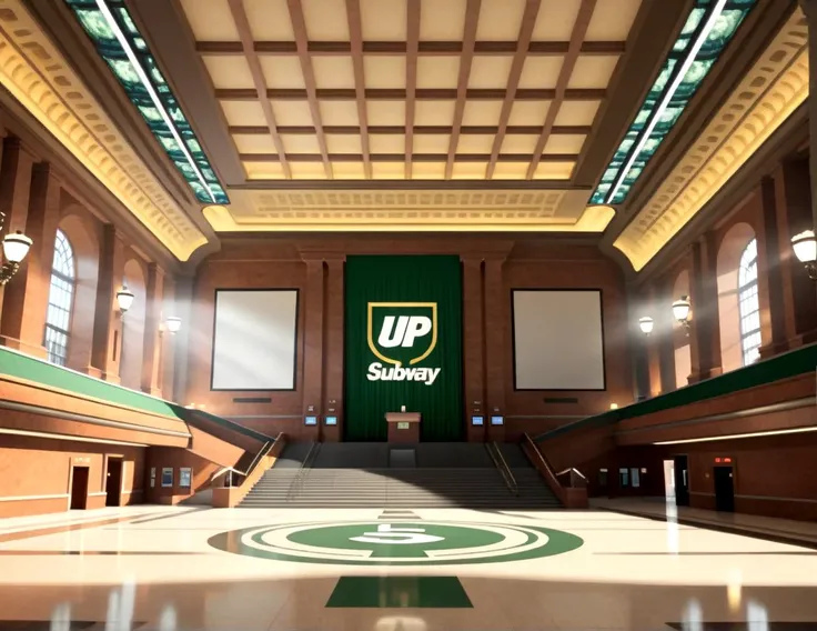 score_9, score_8_up, score_7_up,
<lora:Authoritarian_Interior_(Architecture)_(SDXL)_(AD):1> Authoritarian Interior, interior design, architecture, limestone, marble, wood, monumental architecture, speaking hall, public speaking area, university, lecture hall, coffered ceiling, public building, government building, floor to ceiling windows, large windows, skylight, lobby, hotel lobby, mall, train station lobby, subway station lobby, train platform, subway platform, central station, stadium, arena, theater,
8K, In'ei, chiaroscuro, volumetric lighting, perfect depth of field shot, 8K CGI render, beautiful, subsurface scattering, photographic realism, asymmetric viewpoint, off center perspective, art by Thomas Kinkade,
BREAK zPDXL, zPDXLxxx, <lora:wowifierXL:0.2> art by mooncryptowow <lora:sdxl_lightning_8step_lora:0.4> <lora:detailed_notrigger:0.5>