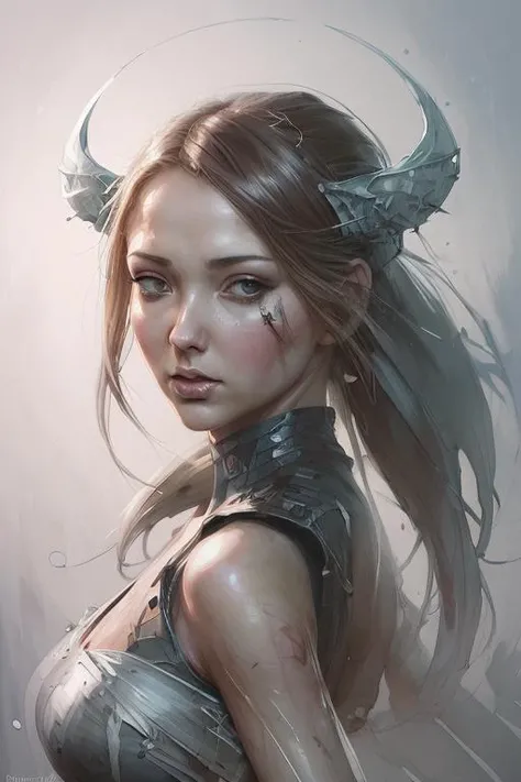 Stuning woman portrait, a painting of a woman Pencil Sketches by Krzysztof Lukasiewicz, Art by Razumov and Volegov, enchanting, fullcolor, sticker of a full body picture of a beautiful woman, highly detailed beautiful face, freedom, soul, digital illustration, approaching perfection, dynamic, highly detailed, watercolor painting, artstation, concept art, smooth, sharp focus, illustration in the style of artists like Russ Mills, Sakimichan, Wlop, Loish, Artgerm, Darek Zabrocki, and Jean-Baptiste Monge, <lora:luciewilde:0.8> luciewilde