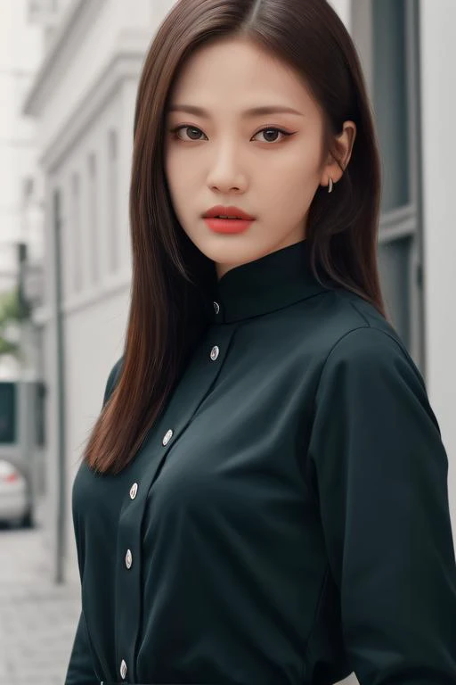 best quality, masterpiece, ultra high res, (photorealistic:1.4), ning1 a woman, light eye makeup, looking at the viewer, upper body photo, black longsleeves, at the streets, <lora:httpningning:1:lbw=FACES>