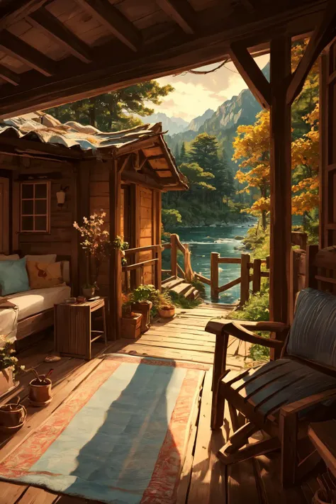 8k ,masterpiece,illustrate art,hyper sharpness,high detailed,cgi, anime style,
<lora:AestheticScene:0.8>, 4esthet1c, peaceful hut on the side of a river,