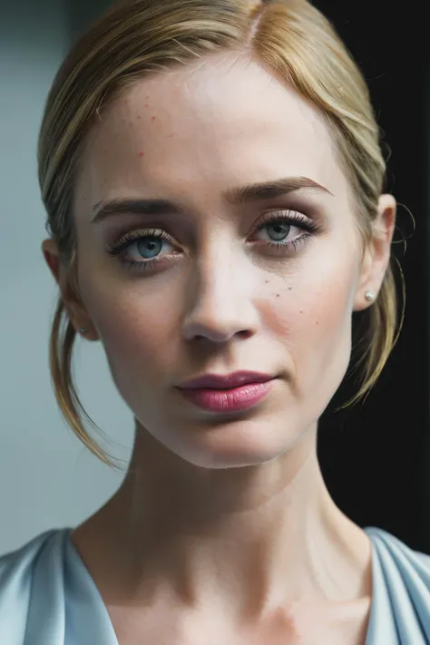 photoshoot of emilyB3, (blonde hair), (pixie cut), , detailed skin texture, (blush:0.2), (goosebumps:0.3), (light blue dress), subsurface scattering, Photorealistic, Hyperrealistic, Hyperdetailed, analog style, hip cocked, demure, detailed skin, matte skin, soft lighting, subsurface scattering, realistic, heavy shadow, masterpiece, best quality, ultra realistic, 8k, golden ratio, Intricate, High Detail, film photography, soft focus