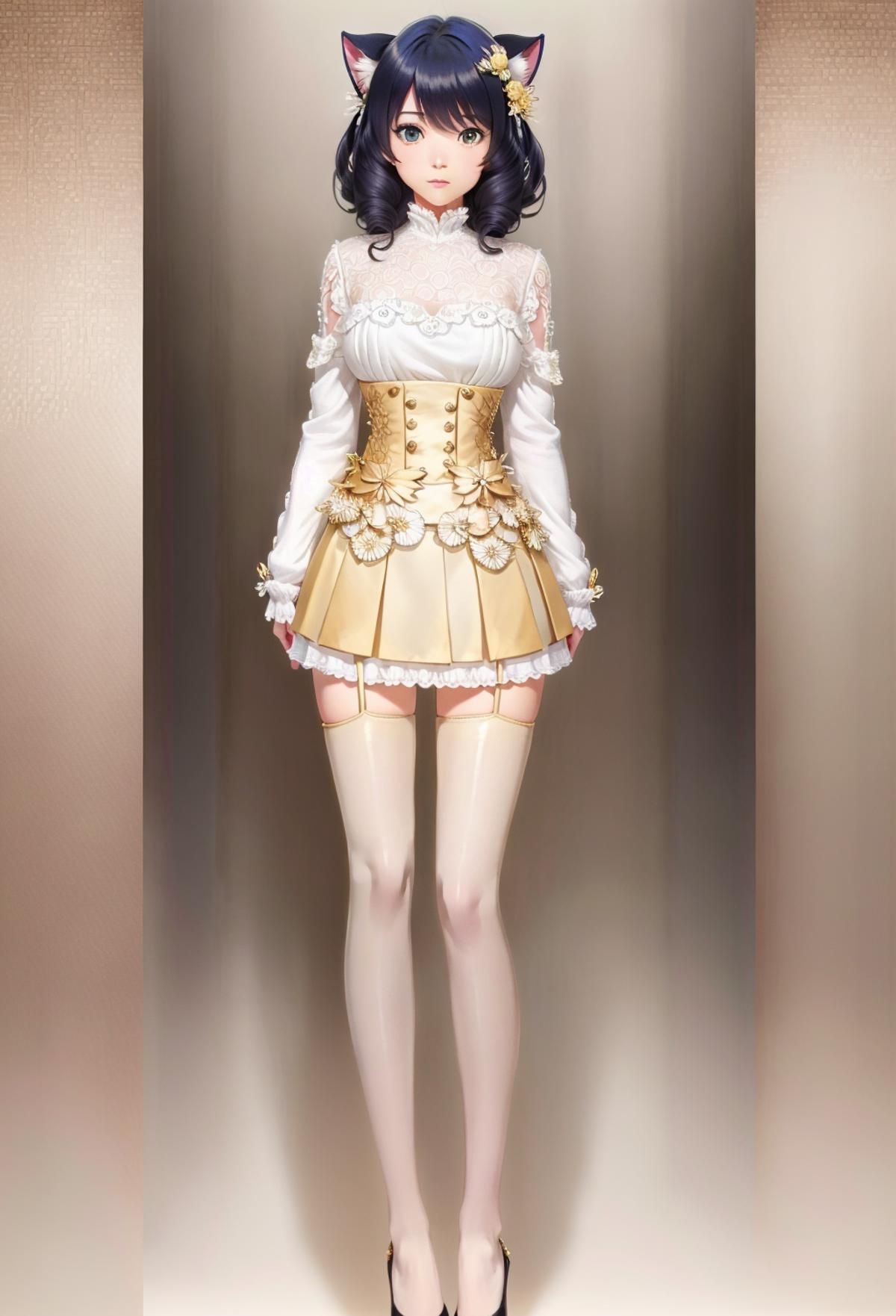 Flesh-colored stay-up stockings, glossy version|肉色吊带袜油光版 v1.0
