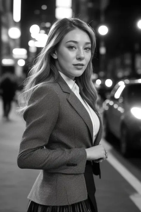 DEN_beth_lily,
walking down Hollywood boulevard, a busy street scene, public, bustling, crowds, wearing a skirt and blazer,
bokeh, f1.4, 40mm, photorealistic, raw, 8k, textured skin, skin pores, intricate details  <lora:epi_noiseoffset2:1>, epiCRealism
 <lora:ClothingAdjuster3:-0.8>