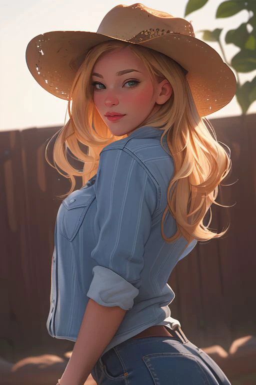 DEN_beth_lilyMK2,
country beauty posing against a wooden fence with a plaid shirt and jeans and a cowboy hat, cow girl, country girl, cow girl,
bokeh, f1.4, 40mm, photorealistic, raw, 8k, textured skin, skin pores, intricate details <lora:epi_noiseoffset2:1>, epiCRealism <lora:ClothingAdjuster3:-1.0>