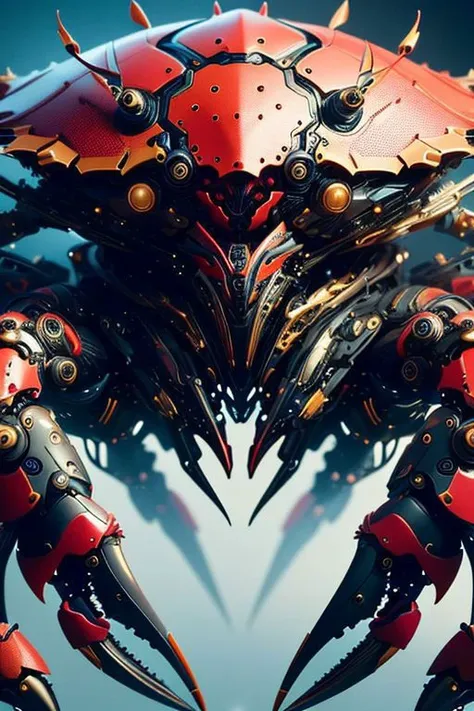 (high quality), (masterpiece), (detailed), 8K, Hyper-realistic depiction of a Japanese girl adorned in futuristic crab-inspired armor. Merging sleek futuristic design with the robustness of crab exoskeletons, this artwork captivates with its intricate detail and innovative concept. Trending on Artstation.