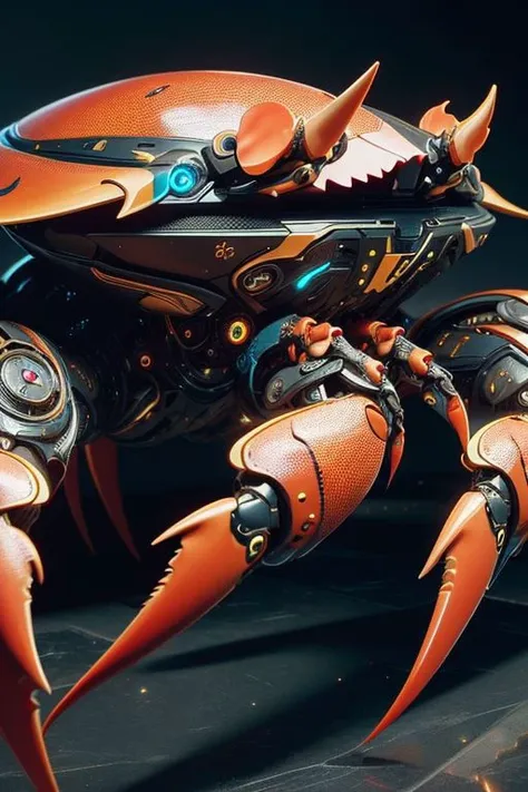 (high quality), (masterpiece), (detailed), 8K, Hyper-realistic depiction of a Japanese girl adorned in futuristic crab-inspired armor. Merging sleek futuristic design with the robustness of crab exoskeletons, this artwork captivates with its intricate detail and innovative concept. Trending on Artstation.