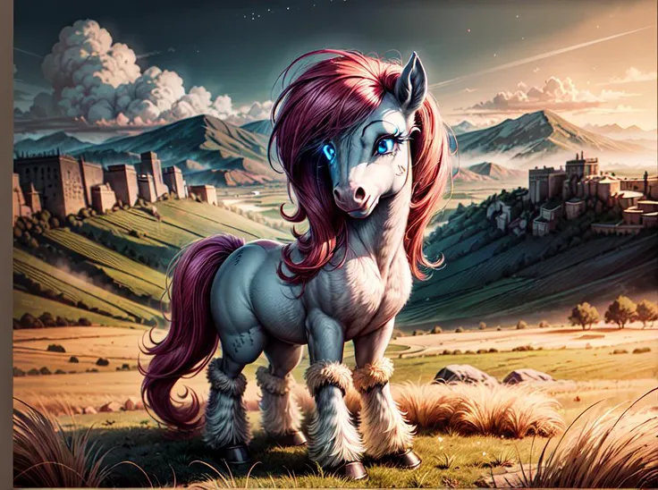 Solo:1.3, (full body), (pony_flutty), cute,
vivid colors, cinematic hard lighting, realistic shadows, detailed textures, dynamic lighting,
detailed eyes, symmetrical face,
blushing, (happy:1.2), large ((blue eyes):1.1), (glowing eyes),
field of grass, vast mountains in the distance,
<lora:add_detail:1>
<lora:flutty:0.3>
