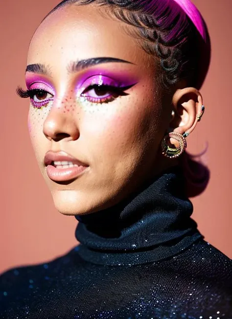 A stunning intricate full color portrait of djct woman, wearing a black turtleneck, epic character composition, by ilya kuvshinov, alessio albi, nina masic, sharp focus, natural lighting, subsurface scattering, f2, 35mm, film grain