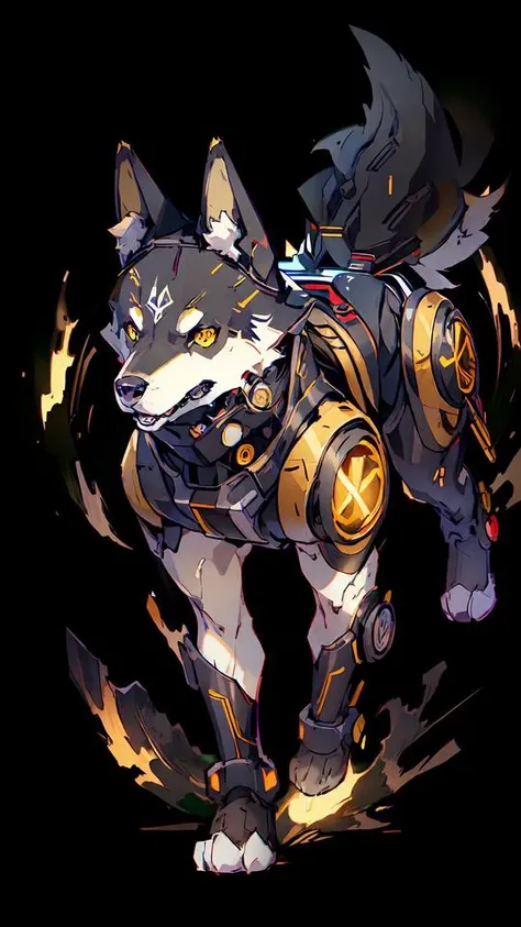 (masterpiece:1.2), (best quality:1.2), (ultra highres:1.2) ,(8k resolution:1.2),
Cyberpunk, mechanical husky, black husky, yellow eyes, petite, cute, dog action, thin, full body, black and yellow color,
cyberdog,<lora:Cyber Dog:0.8>