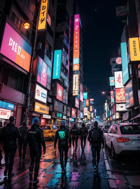 cyberpunk, concept art, cyborg Owen Wilson, background is night city, neon-lit, at Twilight, Depth of field 270mm, Technicolor, synthwave, neon hue, shadowrun