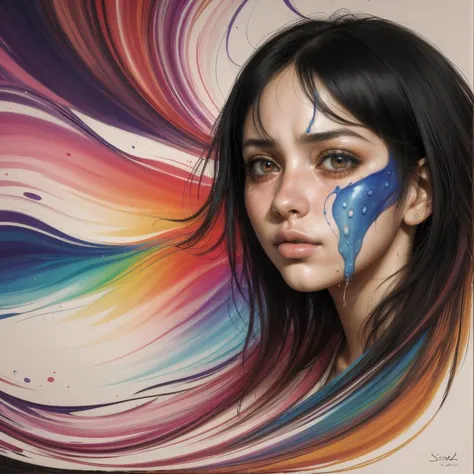 masterpiece, best quality,  an abstract artwork that captures the emotions of hope, melancholy, and wonder using vibrant colors and fluid shapes, 1girl,  <lora:Sciamano240 [MockAi - v1.0]:1> sciamano240, soft shading, detailed, semi-realistic