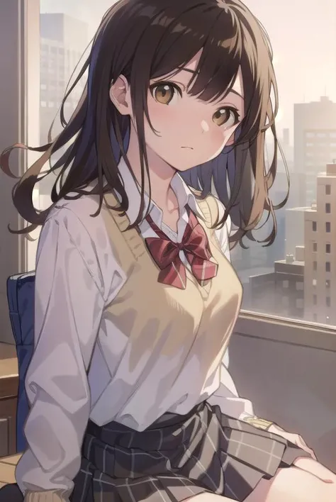 mitsuhamiyamizu, <lora:mitsuhatest:1>,
mitsuha miyamizu, black hair, (brown eyes:1.5), hair ribbon, (small breast:1.2),
BREAK bow, bowtie, kneehighs, pleated skirt, red bow, red bowtie, school uniform, skirt, white shirt, long sleeves,
BREAK looking at viewer,
BREAK indoors, classroom,
BREAK <lora:GoodHands-vanilla:1>, (masterpiece:1.2), best quality, high resolution, unity 8k wallpaper, (illustration:0.8), (beautiful detailed eyes:1.6), extremely detailed face, perfect lighting, extremely detailed CG, (perfect hands, perfect anatomy),
