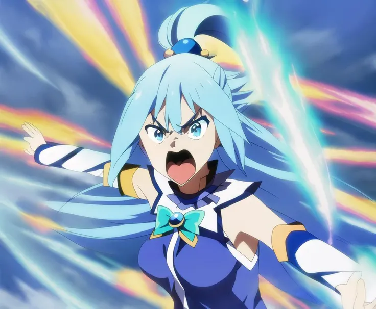 Aqua, magic attack, angry;