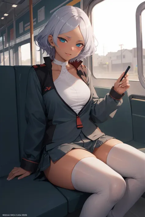 Beautiful girl with glasses，White blouses，Black underwear shows through，On the bus，Bigchest，cabelos preto e longos，Man touches beautiful girl's breasts，Be red in the face， --auto